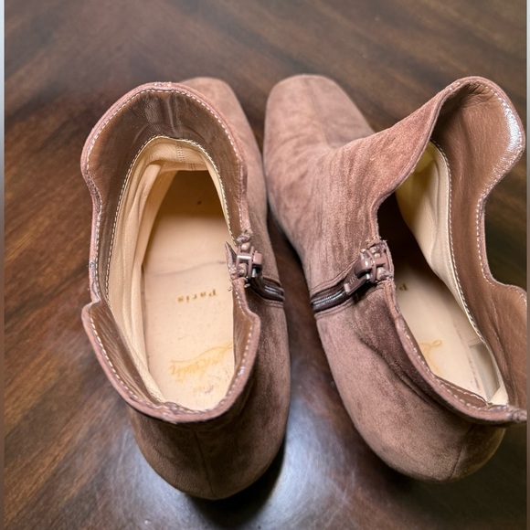 Christian Louboutin Brown Ankle Boots with Chunky Heel - Picture 2 of 4